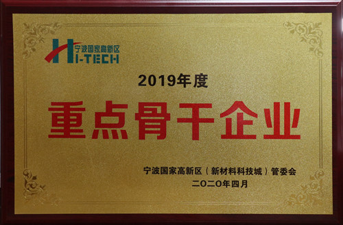 公司連續(xù)三年蟬聯(lián)寧波國家高新區(qū)“重點(diǎn)骨干企業(yè)”