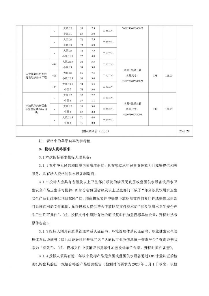 寧波市自來水工程建設有限公司2021年度供水設備采購項目（第二批）招標公告